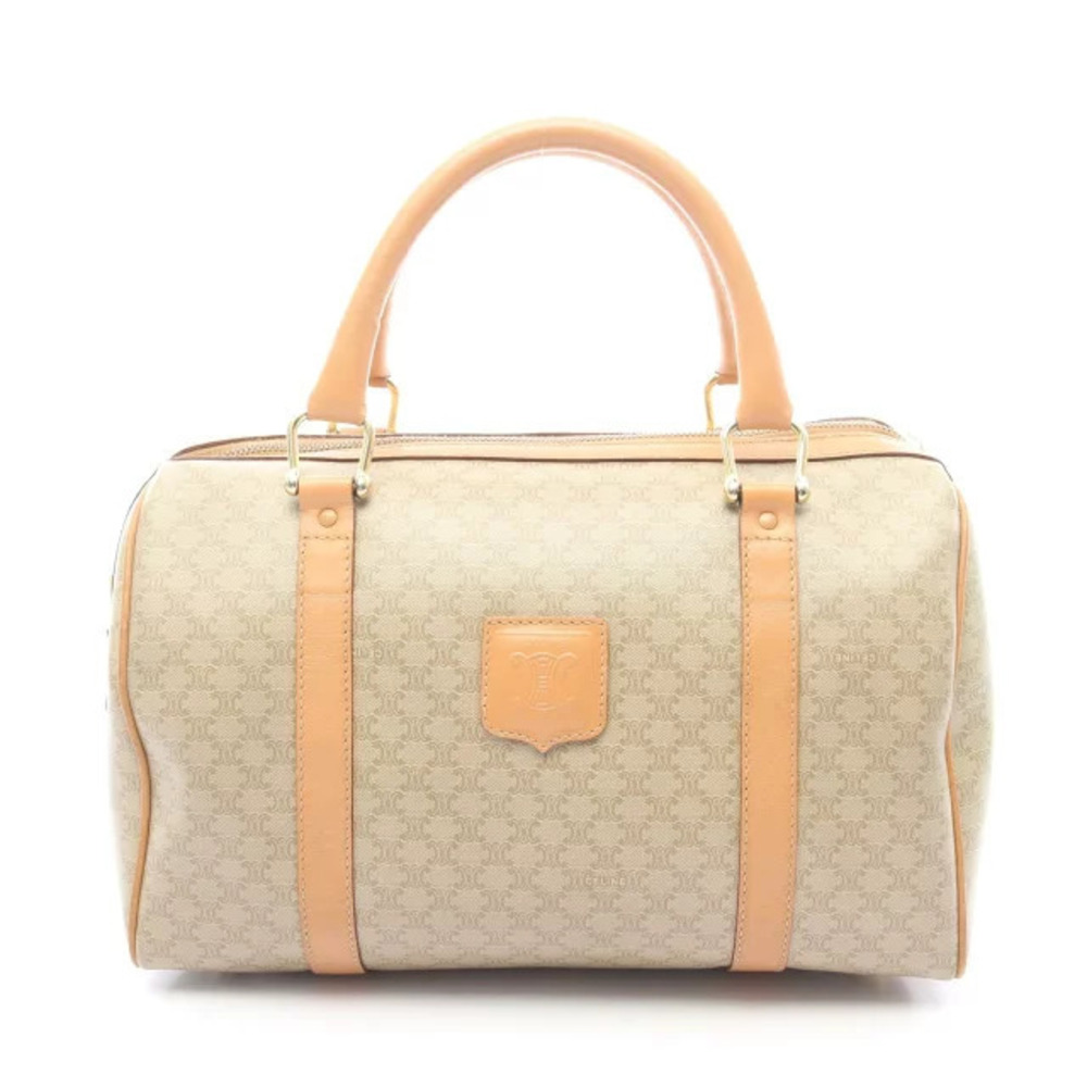 Celine Macadam handbag canvas leather Beige Cream brown